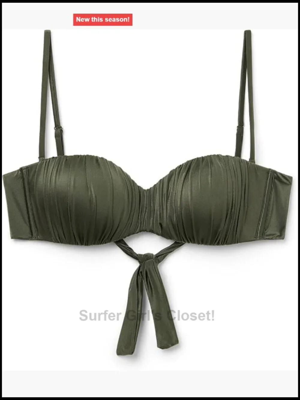 Graduated Padded Bandeau Swimsuit Top Shiny Satin